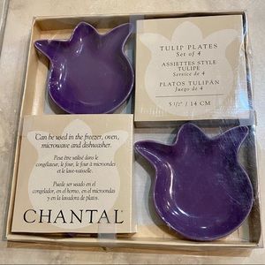New Chantal Purple 5 1/2” Tulip Plates Stoneware Set of 4